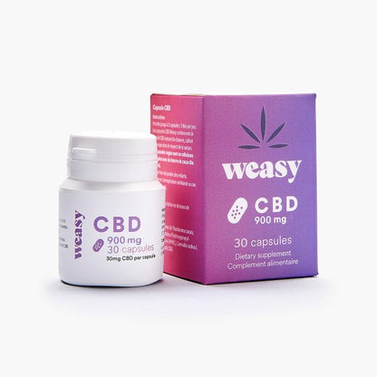 Weasy Capsules de CBD 30 x 30mgProduit issu de chanvre européen biologique qui est ensuite extrait au CO2 Supercritique, la méthode la plus écologique pour obtenir une huile de CBD raffinée, exempGROOVLYGROOVLYCBDWeasy Capsules de CBD 30