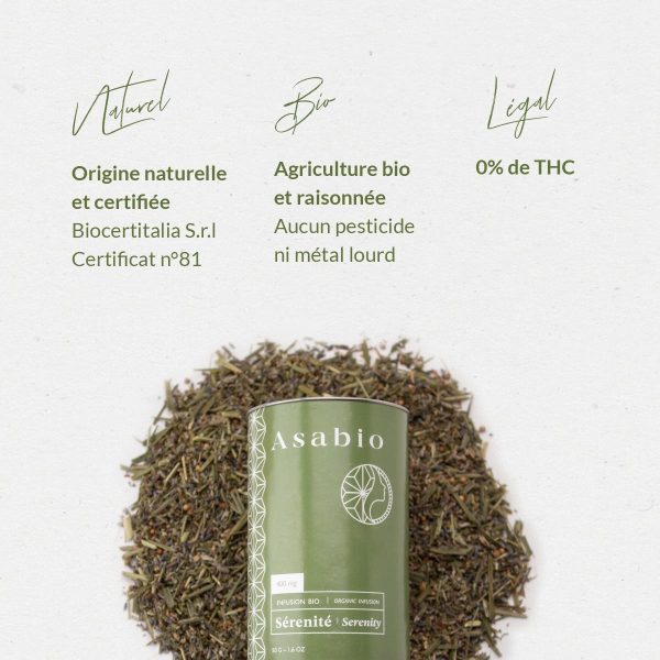 Asabio Tisane CBD – SérénitéPour profiter d’un moment de détente et de relaxation, cette tisane des laboratoires ASABIO constitue la boisson 100% naturelle parfaitement adaptée vous permettant GROOVLYGROOVLYCBDAsabio Tisane