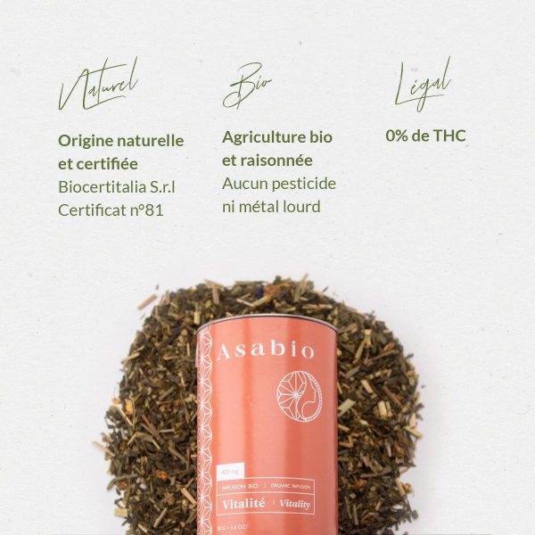 Asabio Tisane CBD – VitalitéLa tisane CBD Vitalité est idéale pour celles et ceux qui souhaitent retrouver de l’énergie et de la vitalité naturellement. Nos laboratoires ont spécialement conçu GROOVLYGROOVLYCBDAsabio Tisane CBD – Vitalité